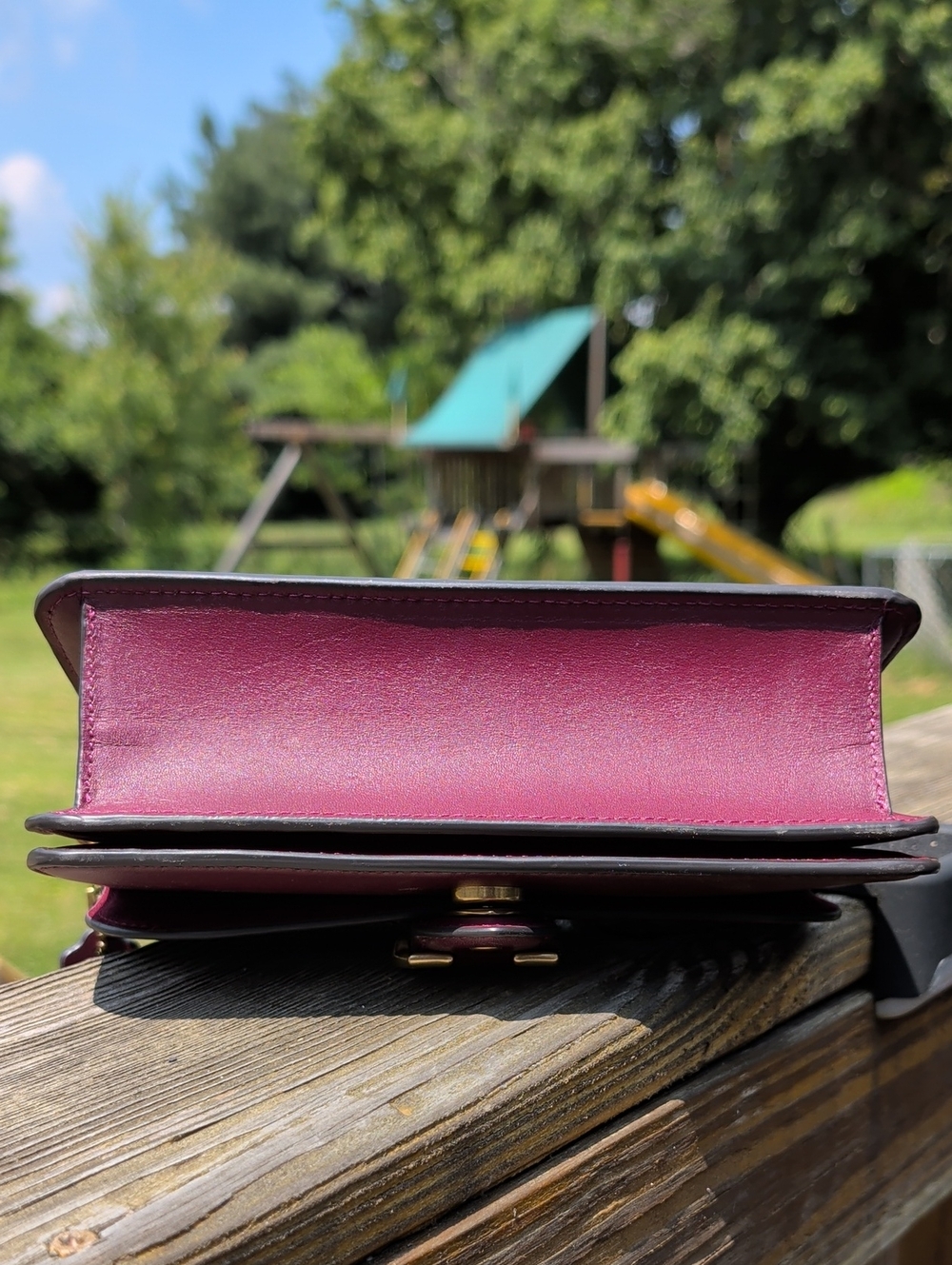 Coach Black Cherry Leather Beat Crossbody Clutch Bag - Picture 5 of 9